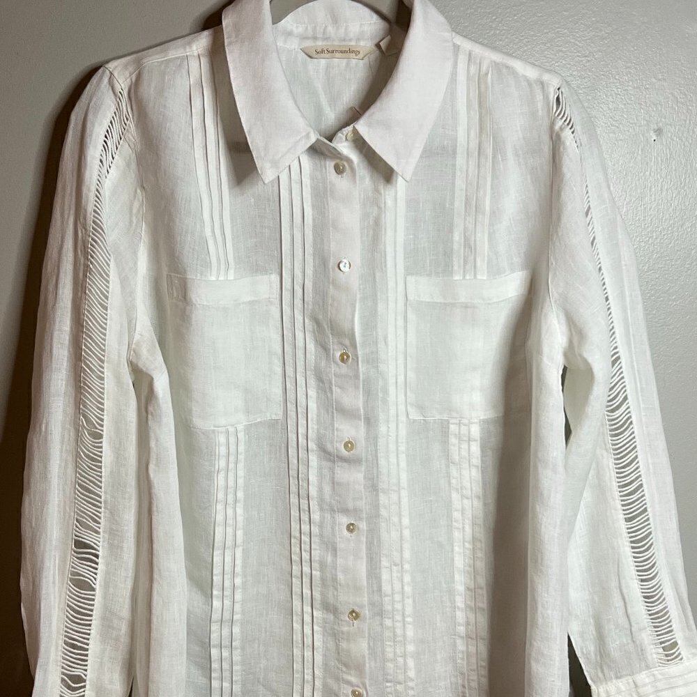 Soft Surroundings Bettina Shirt Size M in White color